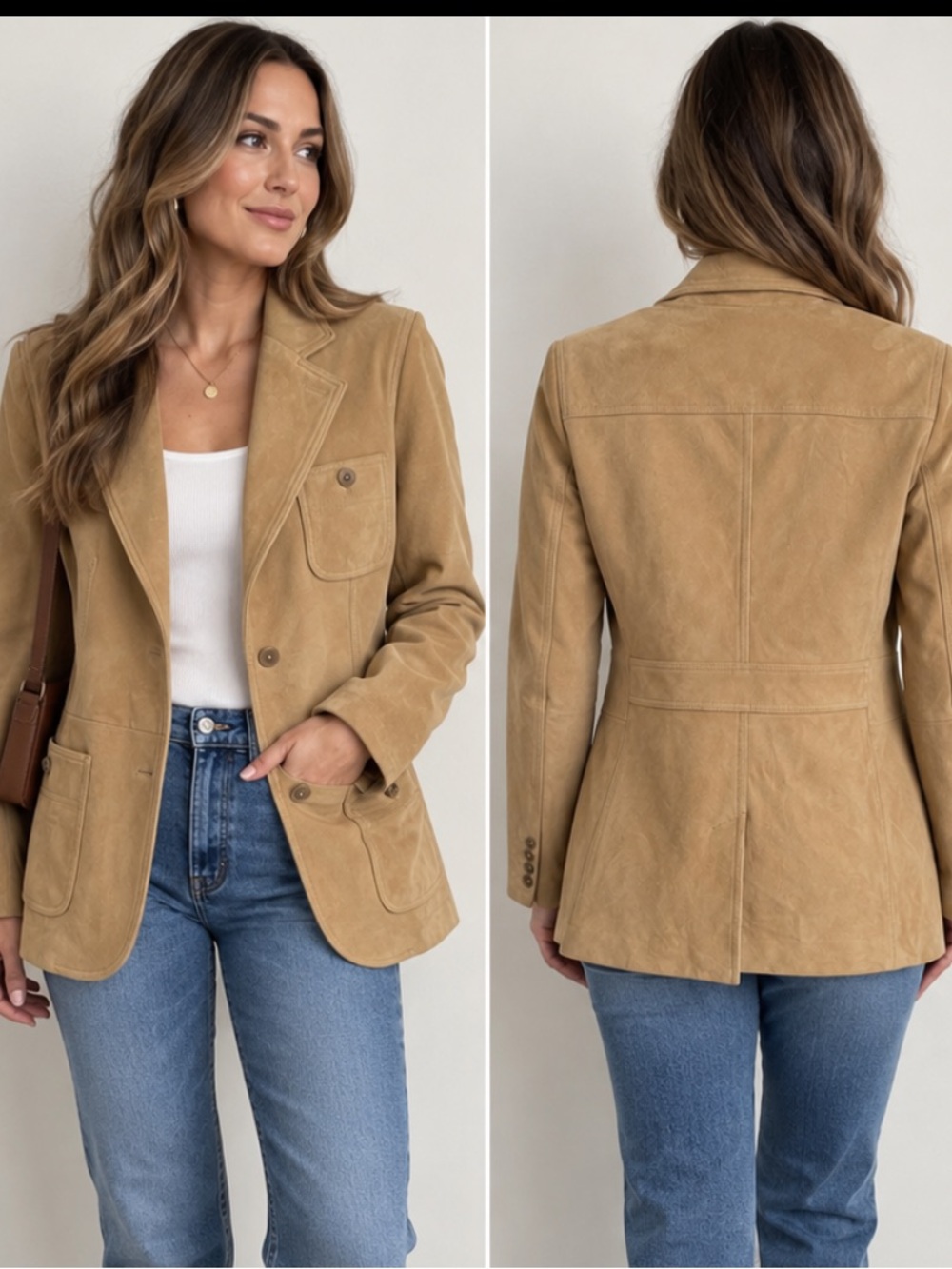 Banana Republic goat suede Light Tan Suede coat size 6